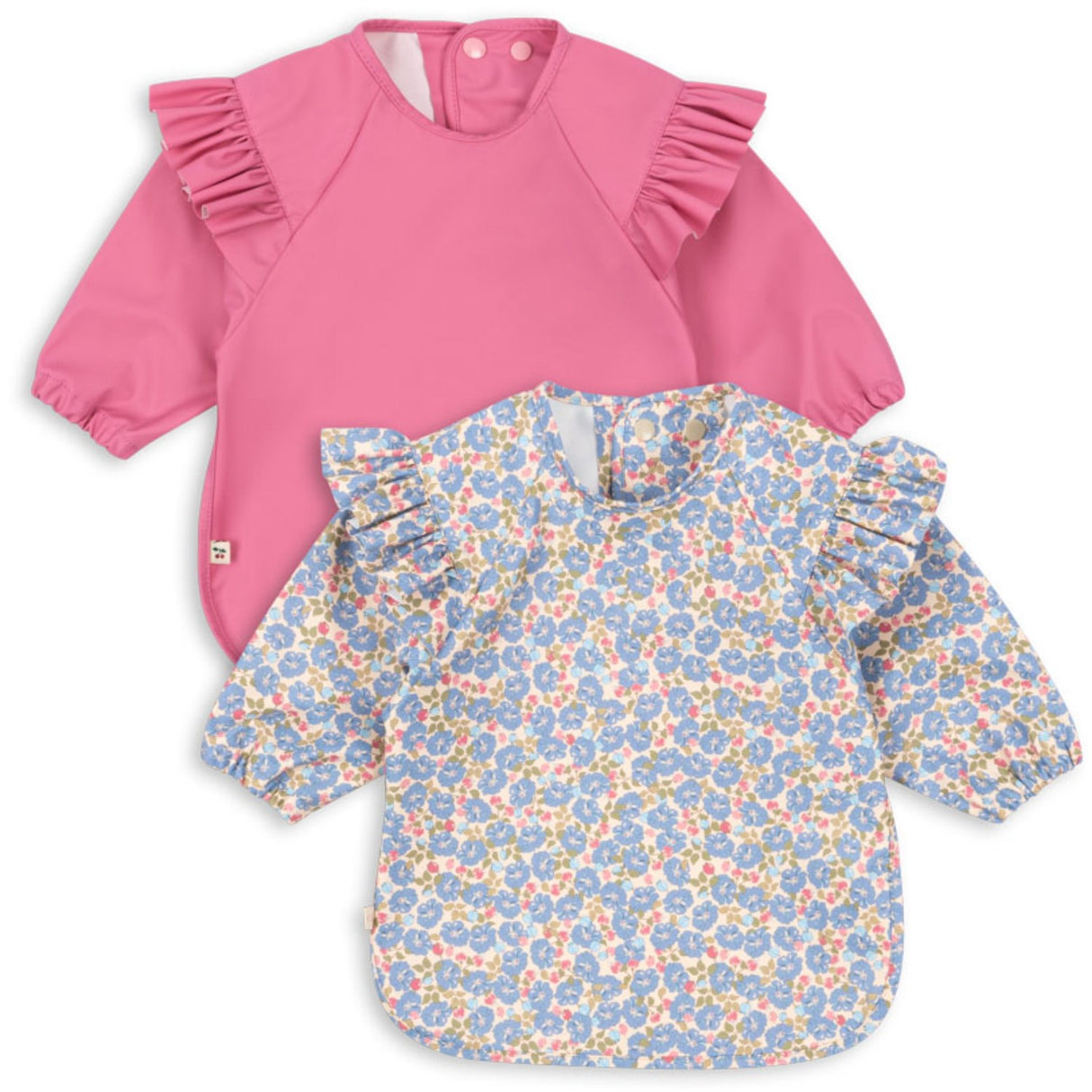 Konges Sløjd Fleur Rosier/Chateau Rose 2 Pack Dinner Bib With Sleeves And Frill