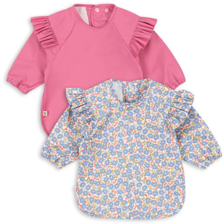Konges Sløjd Fleur Rosier/Chateau Rose 2 Pack Dinner Bib With Sleeves And Frill