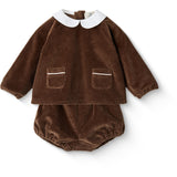 COPENHAGEN COLORS Dk.Brown Comb. Corduroy Baby Set W. Collar
