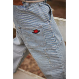 COPENHAGEN COLORS Denim Blue Stripe Y/D Stripe Twill Cargo Pants W. Adj. Waist