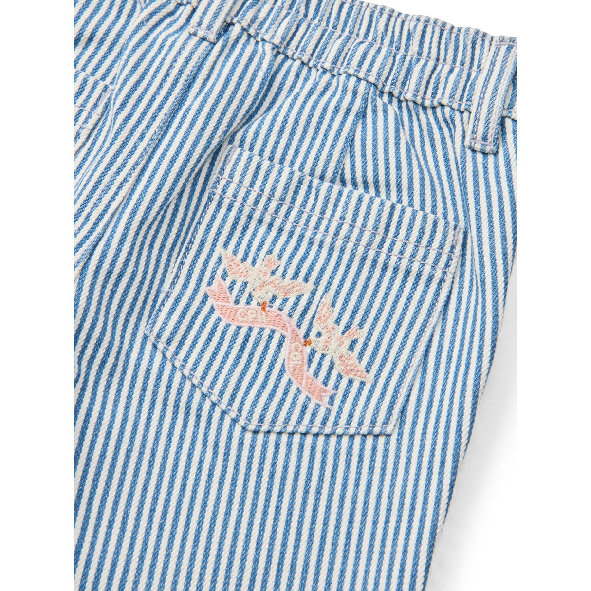 COPENHAGEN COLORS Denim Blue Stripe Y/D Twill Pant W. Wide Leg And Embroidery