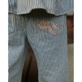 COPENHAGEN COLORS Denim Blue Stripe Y/D Twill Pant W. Wide Leg And Embroidery