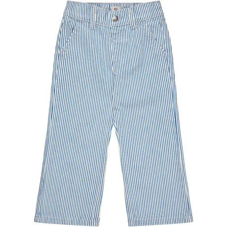 COPENHAGEN COLORS Denim Blue Stripe Y/D Twill Pant W. Wide Leg And Embroidery