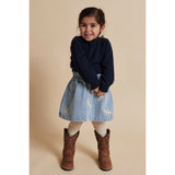 COPENHAGEN COLORS Denim Blue Stripe Y/D Twill Skirt W. Embroirdey