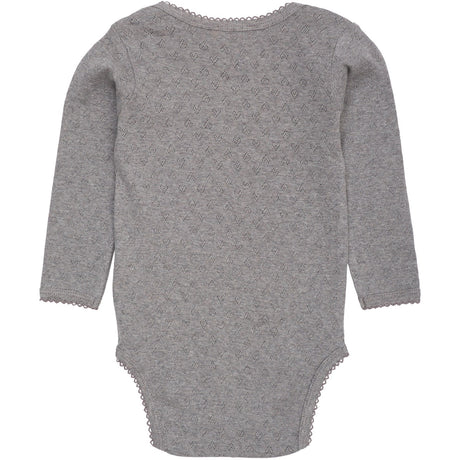 COPENHAGEN COLORS Grey Mel. Pointelle Heart Lapneck Body Ls