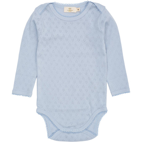 COPENHAGEN COLORS Dusty Blue Pointelle Heart Lapneck Body Ls
