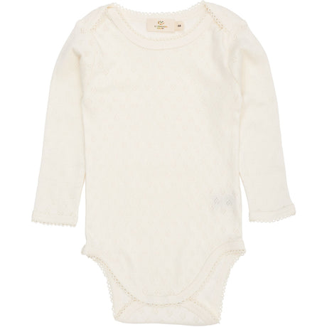 COPENHAGEN COLORS Cream Pointelle Heart Lapneck Body Ls