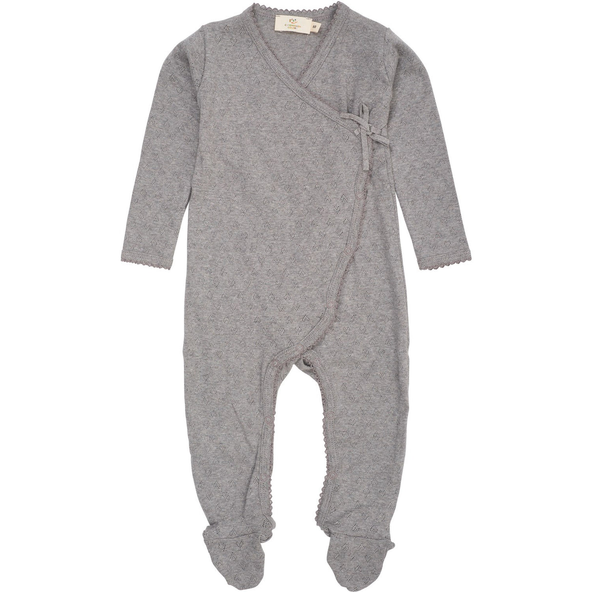 COPENHAGEN COLORS Grey Mel Pointelle Cross-Over Full Body