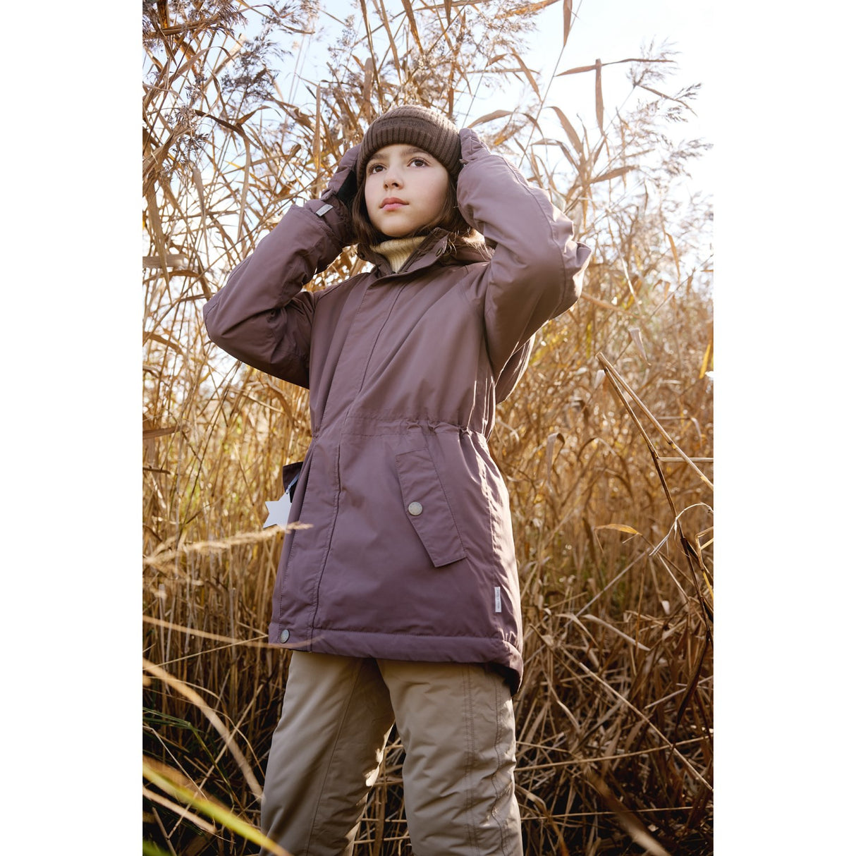 Mini A ture Peppercorn Plum Matvikania Fleece Lined Winter Jacket. GRS
