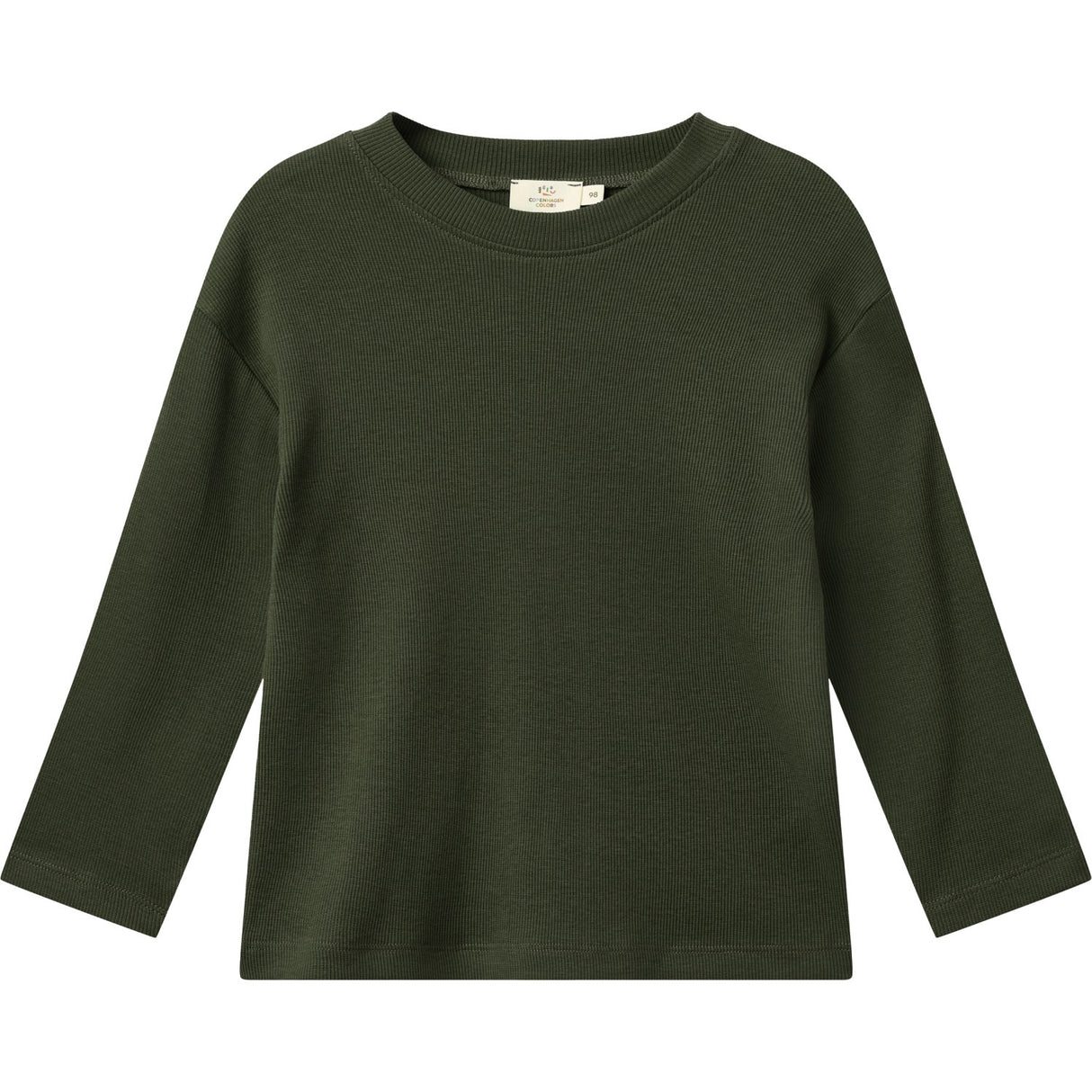 COPENHAGEN COLORS Dk Green Modal Rib Ls Blouse W. Drop Shoulder