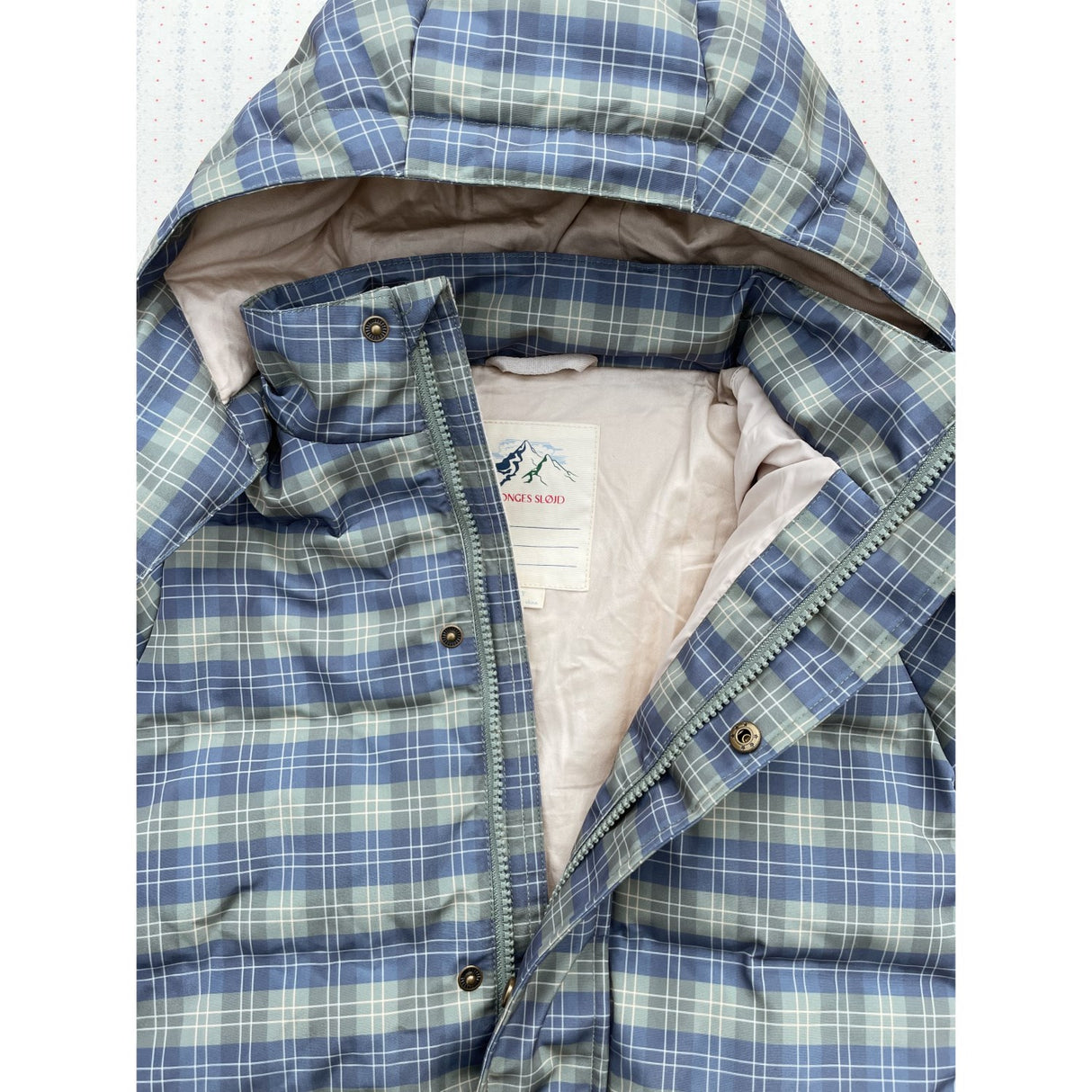 Konges Sløjd Laurel Blue Check Magnum Down Jacket Print Grs