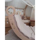 Woobiboo Natural Montessori Rocker With Beige Mattress And Slide-Climber L