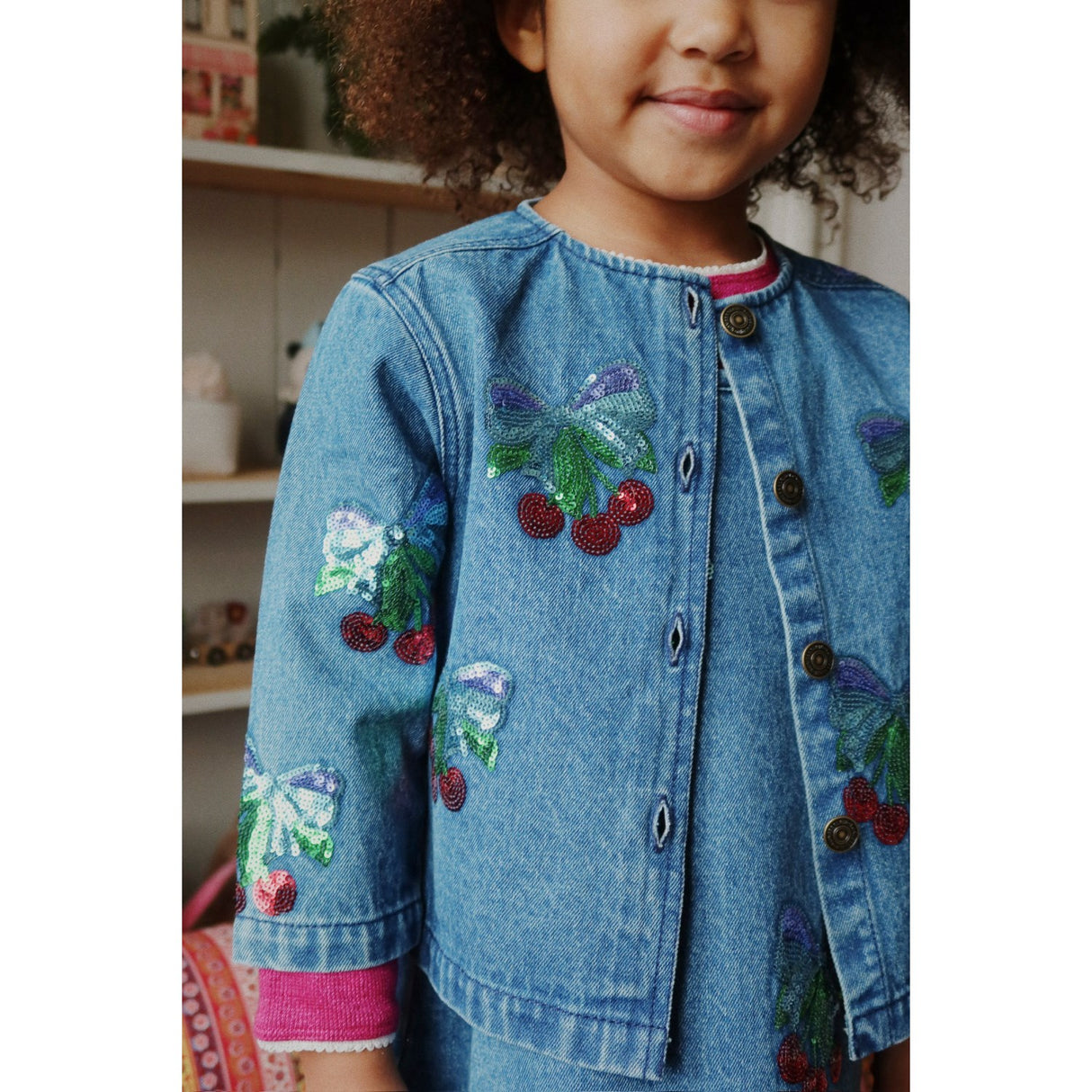 Konges Sløjd Amarena Sequin Magot Sequin Denim Jacket GOTS