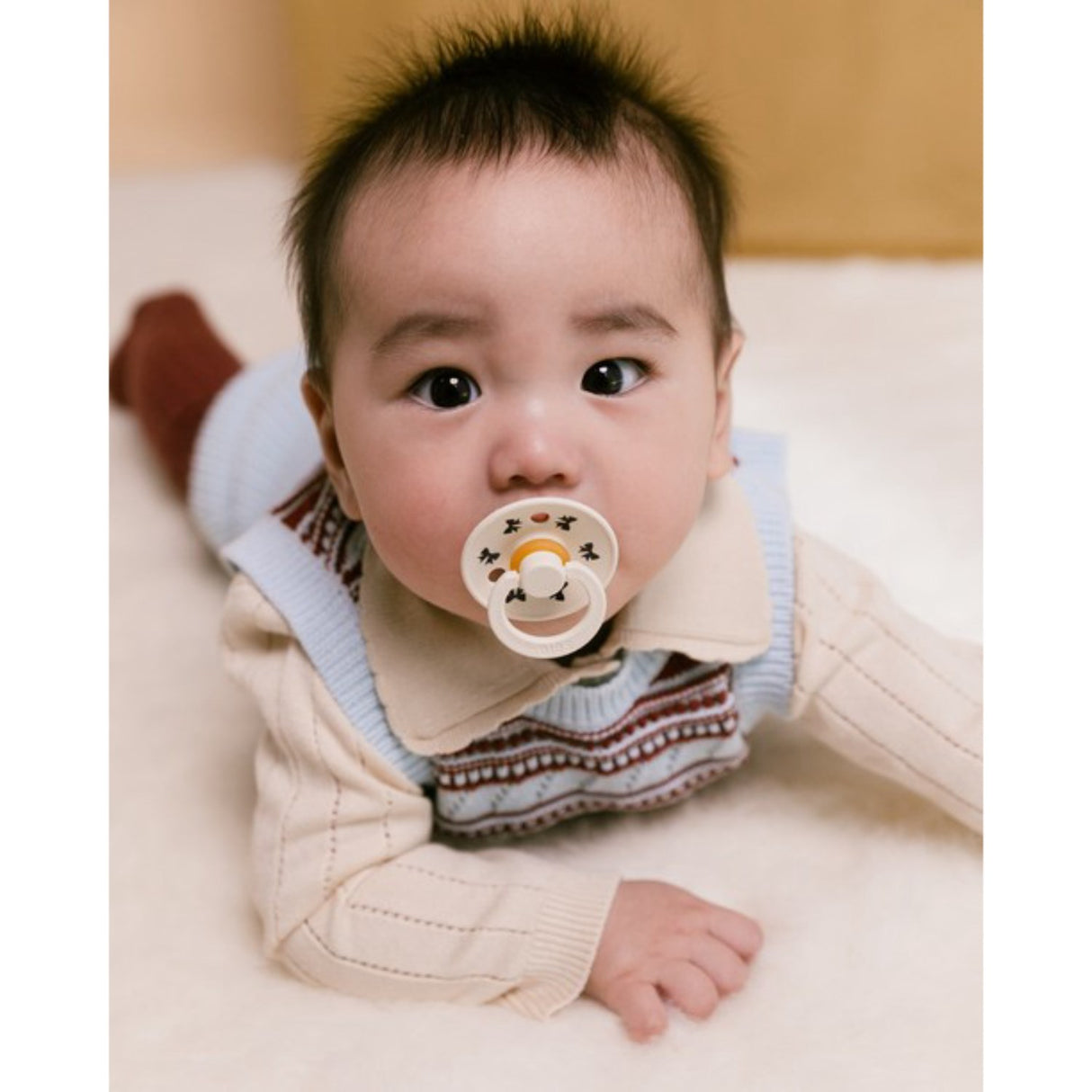 Bibs Ivory/Plum Pacifier Colour Holiday Bow 2-Pack Latex