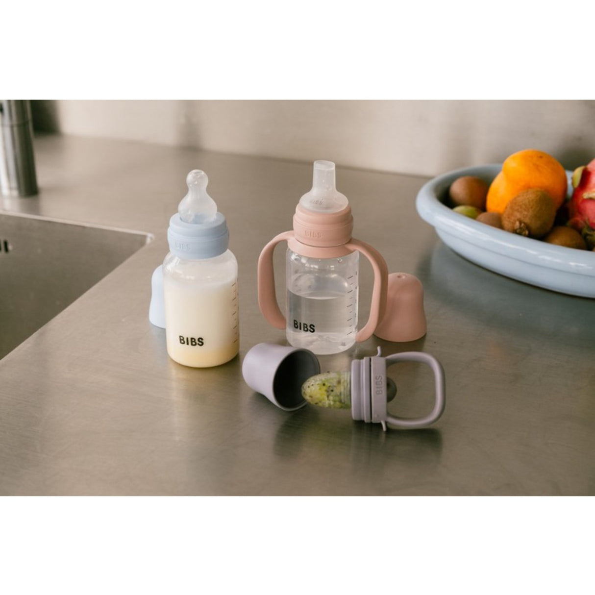 Bibs Blush Baby Sippy Bottle Spout Round Silicone Slow Flow