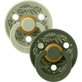 Bibs Sage/Hunter Green Pacifier Colour Holiday Leaf 2-Pack Latex