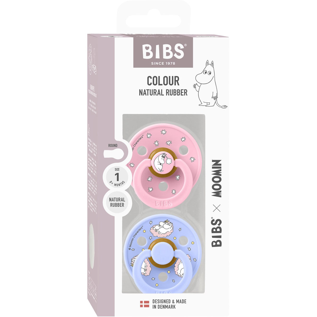 Bibs X Moomin Baby Pink Mix Pacifier Colour 2-Pack Dreaming Latex