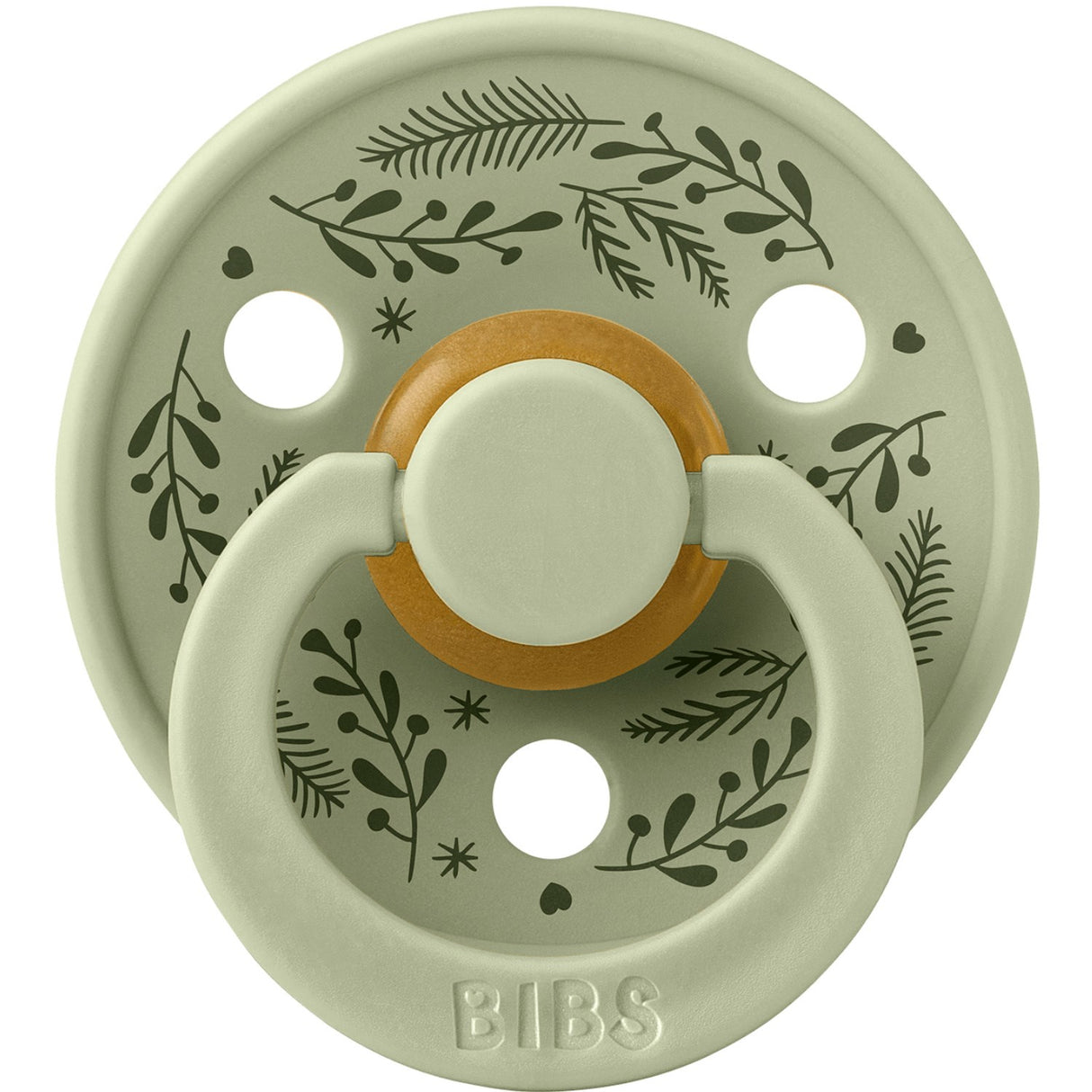 Bibs Sage/Hunter Green Pacifier Colour Holiday Leaf 2-Pack Latex