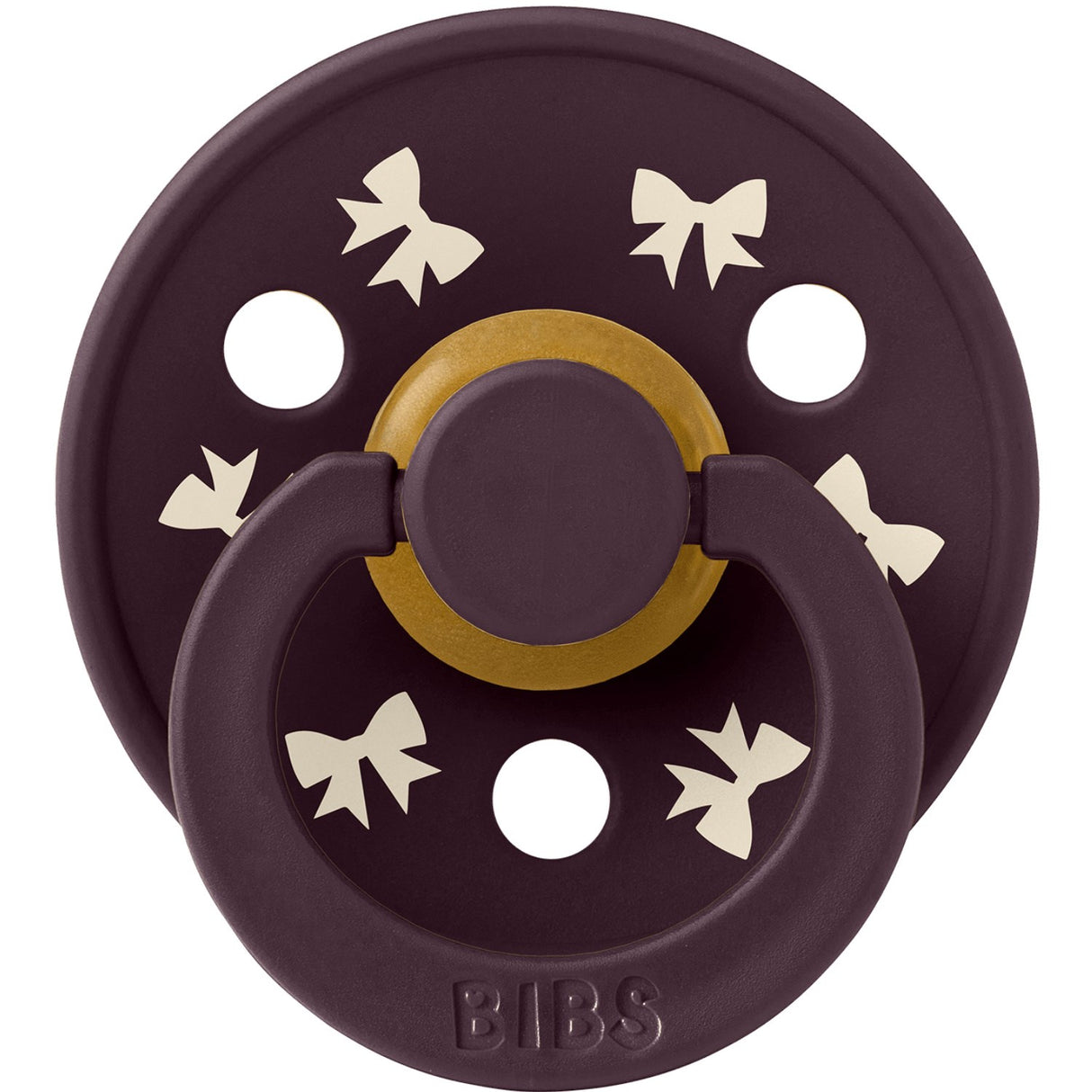 Bibs Ivory/Plum Pacifier Colour Holiday Bow 2-Pack Latex