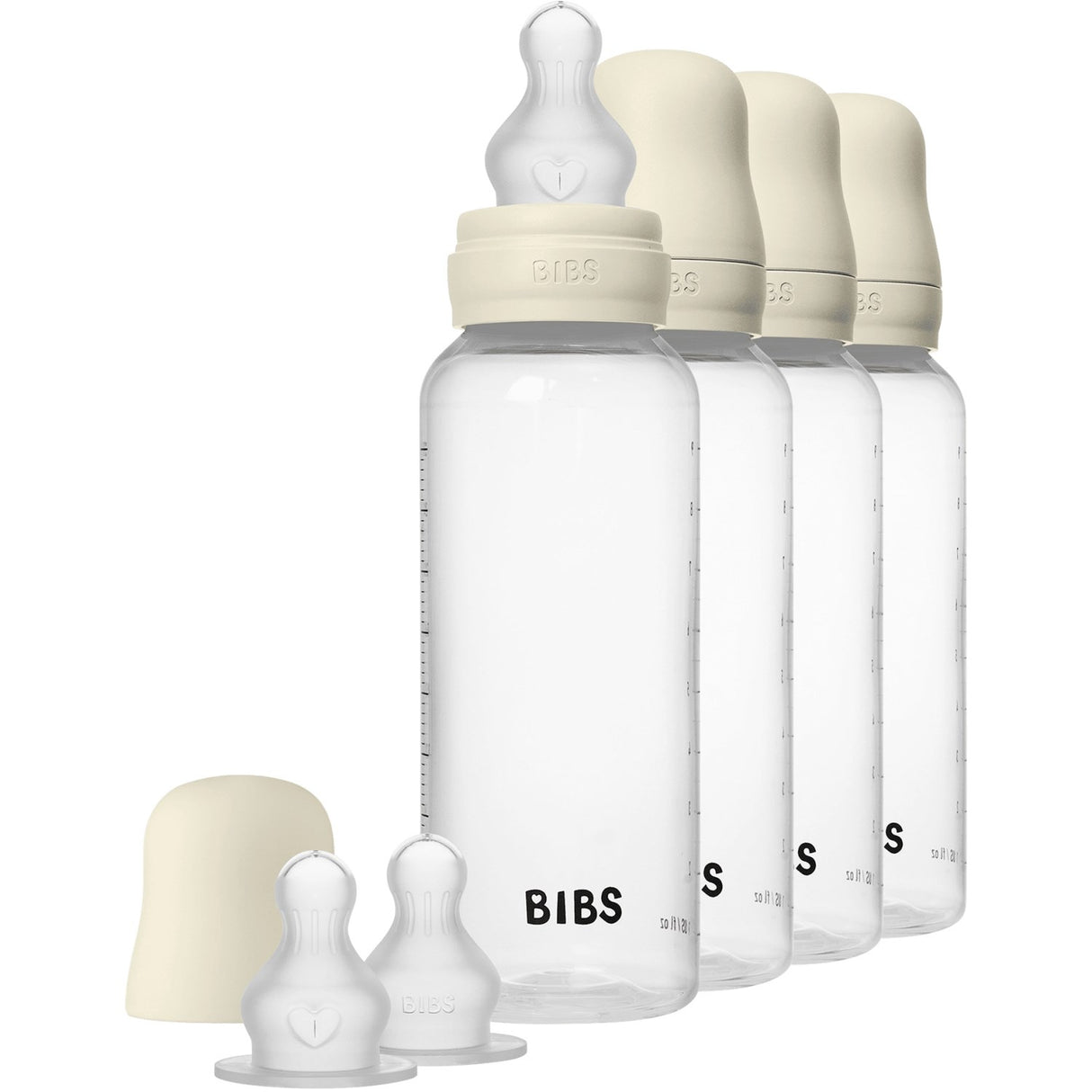 Bibs Ivory Baby Bottle Round Silicone 4-Pack