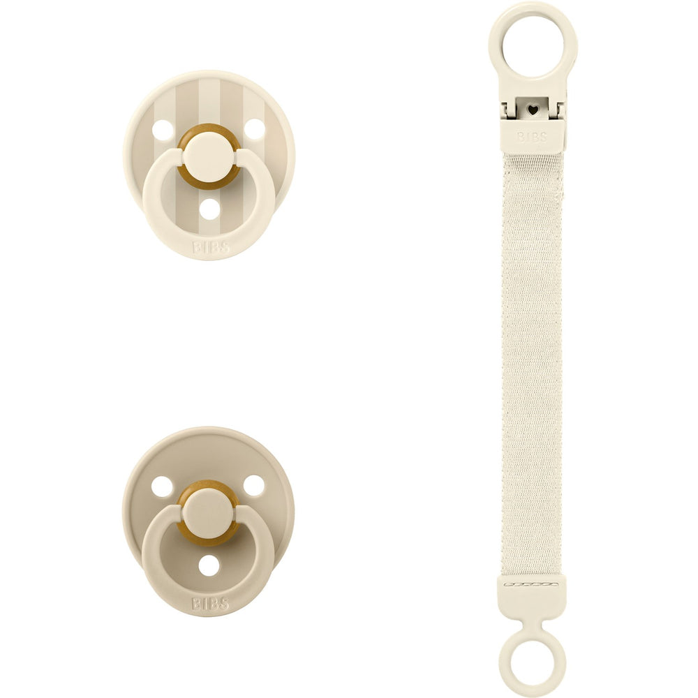 New Pacifier Loops Buy Bibs Ivory Colour Pacifier & Loop Clip Gift Set Latex | Luksusbaby