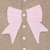 COPENHAGEN COLORS Sand/Lavender Comb. Cashmere Cardigan W. Poplin Bow