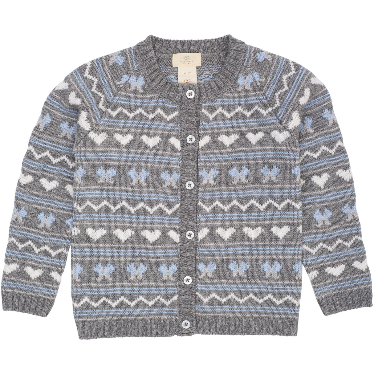 COPENHAGEN COLORS Dk Grey Comb Cashmere Pattern Cardigan