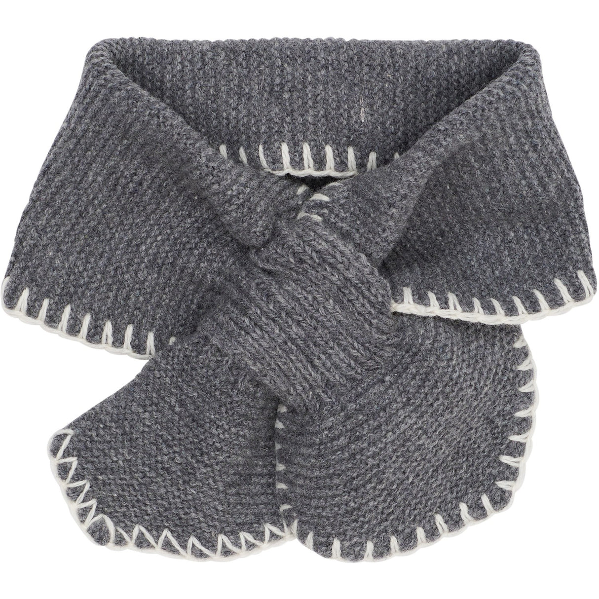 COPENHAGEN COLORS Dk Grey/Cream Comb. Lambswool Bow Scarf