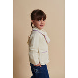 COPENHAGEN COLORS Cream/Lavender Comb Lambswool Cardigan W. Collar