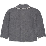 COPENHAGEN COLORS Dk Grey/Cream Comb. Lambswool Cardigan W. Collar
