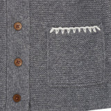 COPENHAGEN COLORS Dk Grey/Cream Comb. Lambswool Cardigan W. Collar