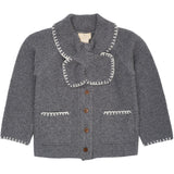 COPENHAGEN COLORS Dk Grey/Cream Comb. Lambswool Cardigan W. Collar