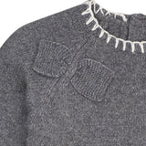 COPENHAGEN COLORS Dk Grey/Cream Comb. Lambswool Dress W. Bow