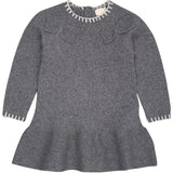 COPENHAGEN COLORS Dk Grey/Cream Comb. Lambswool Dress W. Bow