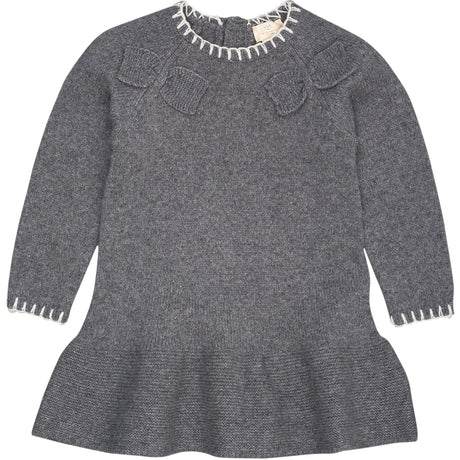 COPENHAGEN COLORS Dk Grey/Cream Comb. Lambswool Dress W. Bow