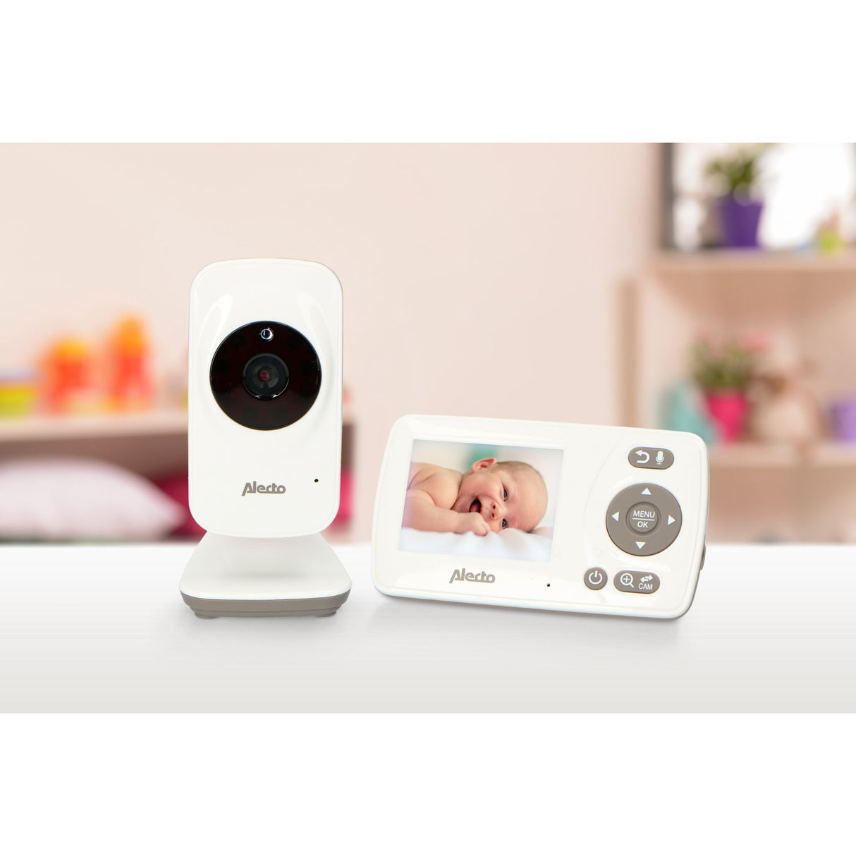 Alecto White/Taupe Video Monitor 2,4 Inch Colour Display