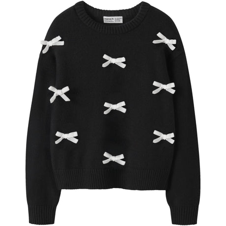 Name It Black Bright White Bow Nkfsonja Ls Knit