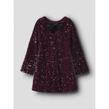 Name It Burgundy Black Bow Nkfrusitta Ls Dress