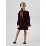 Name It Burgundy Black Bow Nkfrusitta Ls Dress