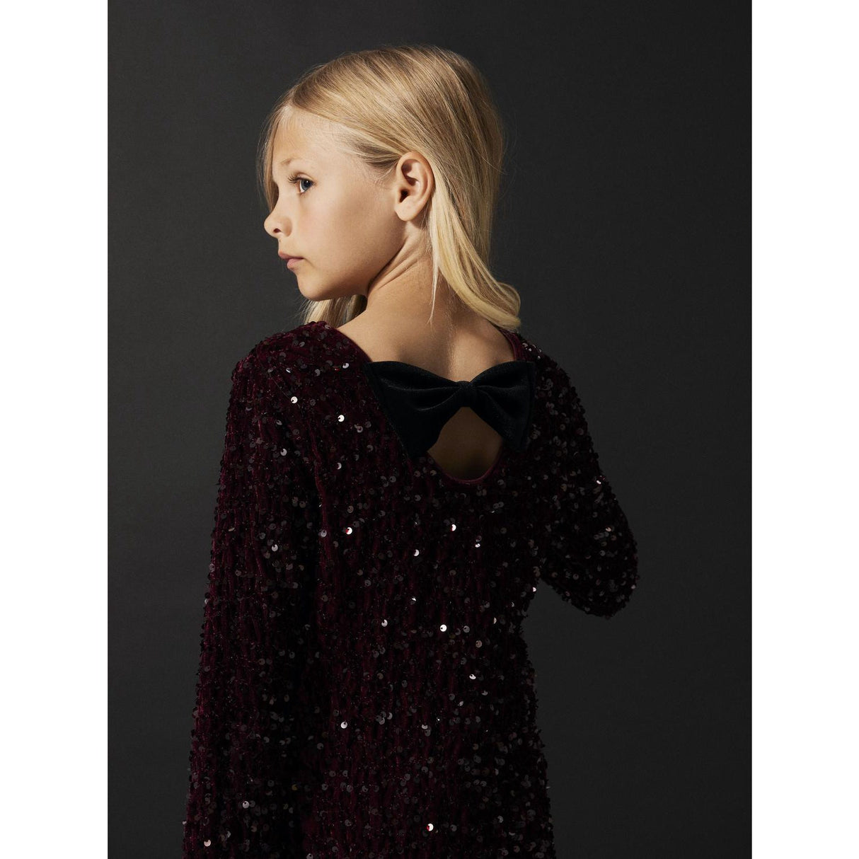 Name It Burgundy Black Bow Nkfrusitta Ls Dress