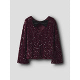 Name It Burgundy Black Bow Nkfrusitta Ls Bow Blouse