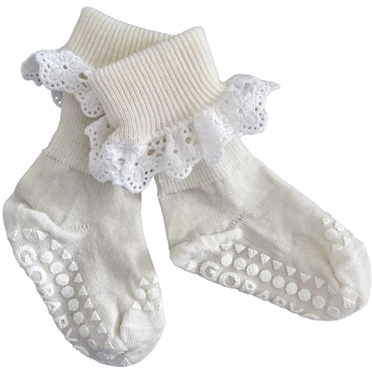 Gobabygo Snowflake Non-Slip Socks In Merino Wool Lace