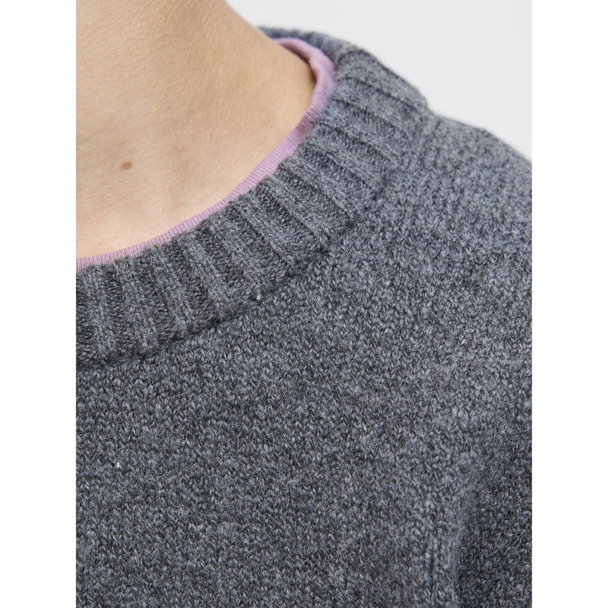 Jack & Jones Junior Dark Grey Melange Jornorrebro Knit Crew Neck Ln Jnr