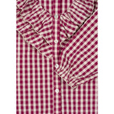 Konges Sløjd Sangria/Butter Check Kim Frill Blouse GOTS