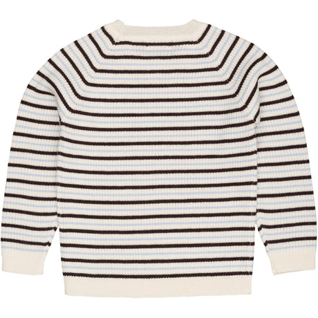 COPENHAGEN COLORS Cream/Dk.Brown/Dusty Blue Combi Merino Classic Rib Blouse