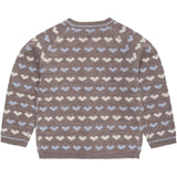 COPENHAGEN COLORS Naturalmel./Dusty Blue Comb Merino Heart Cardigan