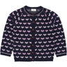 COPENHAGEN COLORS Navy/Bubblegum Comb Merino Heart Cardigan