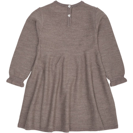 COPENHAGEN COLORS Natural Mel. W. Dusty Blue Heart Merino Ls Cable Dress W. Hearts