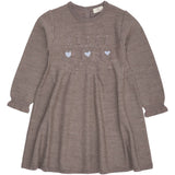 COPENHAGEN COLORS Natural Mel. W. Dusty Blue Heart Merino Ls Cable Dress W. Hearts