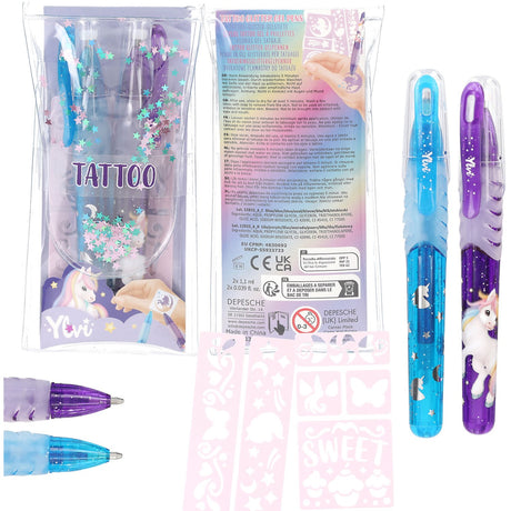 Ylvi Blue/Purple Tattoo Glitter Gel Pens